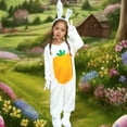 thumbnail image 2 of MIXUE Toddler Girls Outfit Sets Summer Easter Bunny Print Crew Neck Long Sleeve Rompers Headwear Gloves Shoe Covers Four Piece Role Play Outwear,White,3-4 Years, 2 of 3