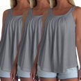 thumbnail image 2 of Vinsonshop 3 Pack tank with built in bra Women's Loose Fit Pleated Front Camisoles Scoop Neck Sleeveless Flowy Casual Summer Lounge Everyday Tops Multicolor 13 M, 2 of 3