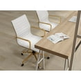 Luxmod Mid Back Gold Office Chair in White Leather, Adjustable Swivel Chair in Durable Vegan