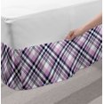 thumbnail image 2 of Tartan Bed Skirt, Abstract Checkered Classic Pastel Geometric Pattern Country Stripes, Elastic Bedskirt Dust Ruffle Wrap Around for Bedding Decor, 4 Sizes, Grey Pink Indigo and White, by Ambesonne, 2 of 2