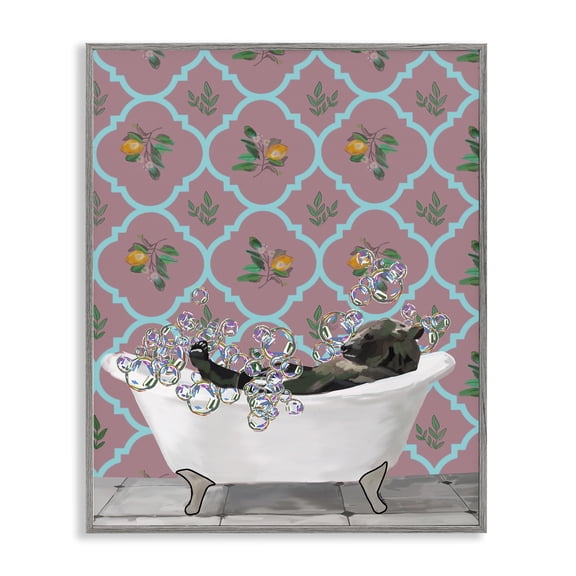Stupell Industries Eclectic Bear with Bathtub Bubbles Gray Framed Giclee Art, 11 x 14, by Amelia Noyes