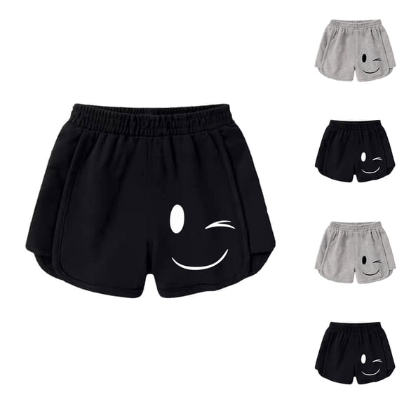 Girls Casual Shorts Elastic Waist Basic Stylish Shorts Slim Fit Breathable Beach Summer Clothing Black 5-6 Years