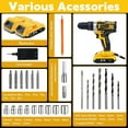 thumbnail image 5 of Kisportee Cordless Drill, 21V Power Drill Set with 2x2.0Ah Battery, 3/8"Keyless 25+1 Position Electric Drill & 2-Speed Transmission For Screwdriving  and Drilling, Yellow, 5 of 11