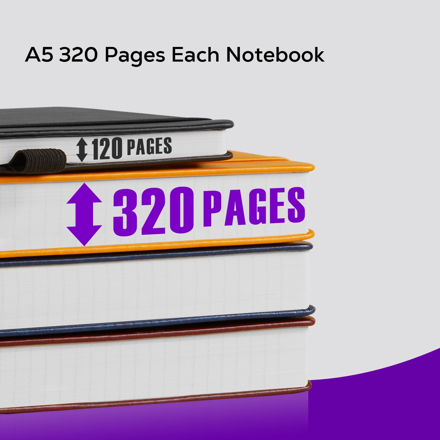 Nirmiro 3-Pack A5 Hardcover Journal Notebooks, 5.7"x8.4" College Ruled, 320 Pages Each 100GSM Paper, Faux Leather Cover, Multi-Color Notebook Set for Writing, Students & Office