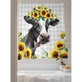 thumbnail image 3 of Cow Sunflower Sheer Curtains 63 inches Long, Plant Farm Flower Gray Plaid Light Filtering Sheer Window Curtains Rod Pocket Voile Drapes for Bedroom Living Room, 52"W x 63"L 2 Panels, 3 of 7