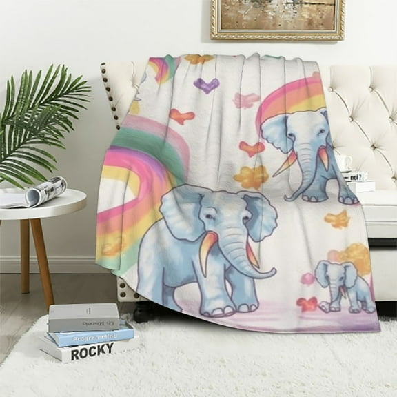 BCIIG Sunflower Elephant Blanket Gifts for Kid Adults Soft Warm Lightweight Cozy Best White Elephants Animal Throw Blankets for Bed Living Room Sofa Couch Decor 40x50in
