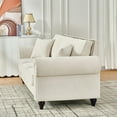 thumbnail image 6 of 2 Piece Comfy Couch Set, 3 Seater & 2-Seater Sofa with Wood Legs and Nailhead Trim, Chenille Upholstered Sofa Sets with Rolled Arms, for Living Room/Apartment/Office, Beige, 6 of 9