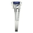 thumbnail image 3 of 2.32 ct Oval Cut Simulated Blue Sapphire Solitaire with Simulated Diamond Accents 18K White Gold Womens Engagement Ring, 3 of 5