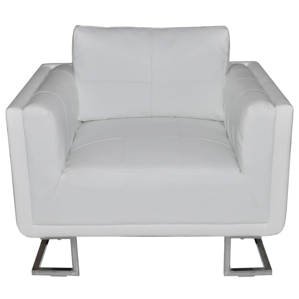 Kepooman Armchair with Wooden Frame for Bedroom, White Kepooman Armchair with Wooden Frame for Bedroom, White