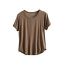 thumbnail image 1 of Yuyuzo Plus Size Pajamas Tops Short Sleeve Sleep Shirts Solid Color Pjs Tops Sleepwear Homewear Loungewear, 1 of 5