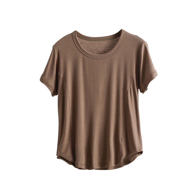 Yuyuzo Plus Size Pajamas Tops Short Sleeve Sleep Shirts Solid Color Pjs Tops Sleepwear Homewear Loungewear