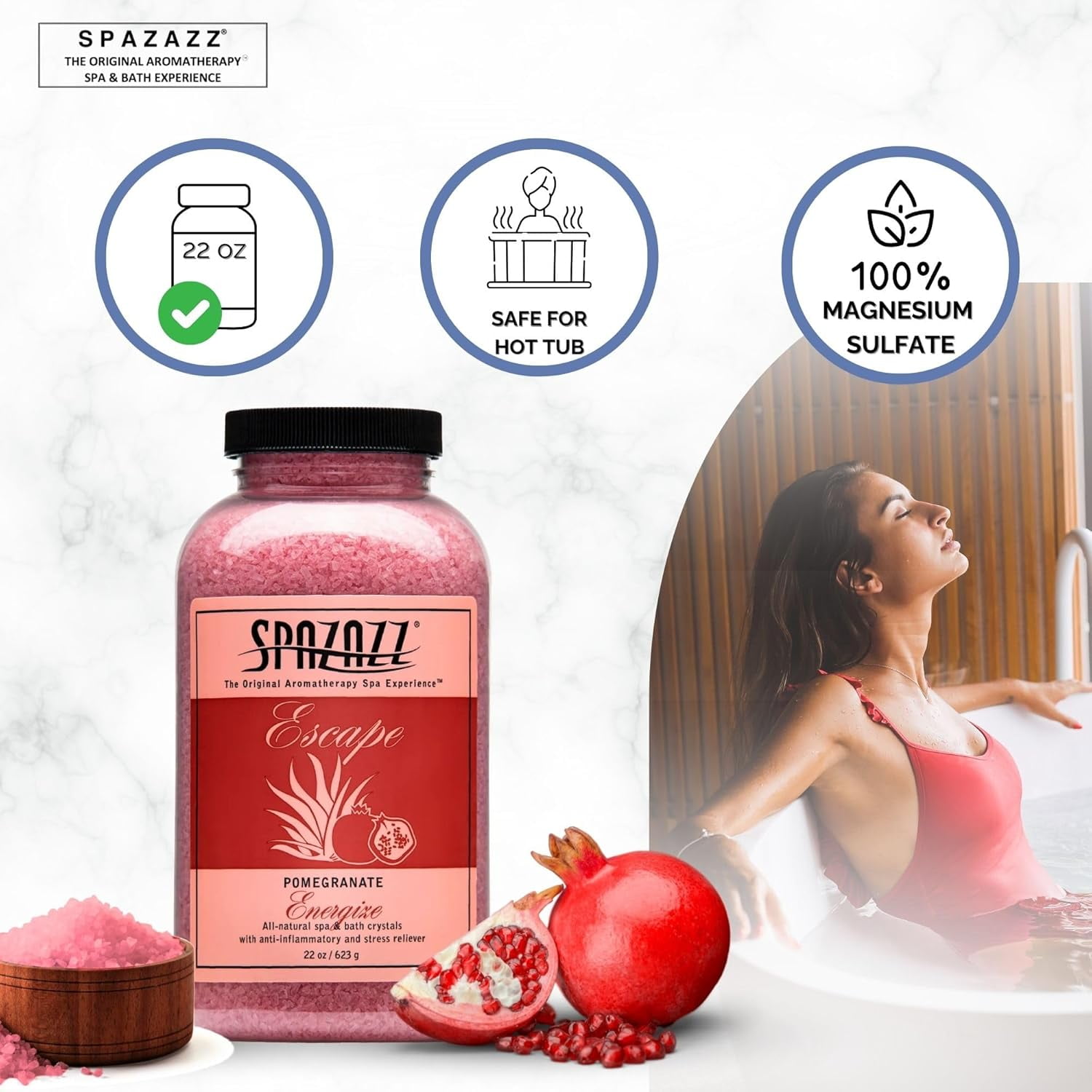 Spazazz Aromatherapy Spa and Bath Crystals - Pomegranate 22oz (2 Pack)