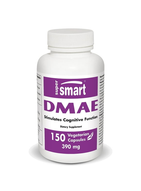 Supersmart - DMAE Supplement (DiMethylAminoEthanol) 390 mg per Day - Brain Food - Focus & Memory Pills | Non-GMO & Gluten Free - 150 Vegetarian Capsules
