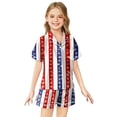 thumbnail image 1 of Kids' 4th Of July Printed Satin Pajama Set Short Sleeve, 1 of 4