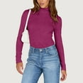 thumbnail image 5 of Women's Turtleneck Long Sleeve Shirts Fall Fashion Basic Thermal Underwear Tops Winter Clothes 2025 Purple L, 5 of 6