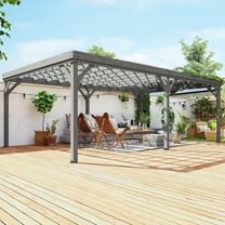 Outsunny 12' x 20' Outdoor Wooden Pergola, Grape Vine Gazebo with Concrete Anchors for Garden, Patio, Backyard, Deck, Gray