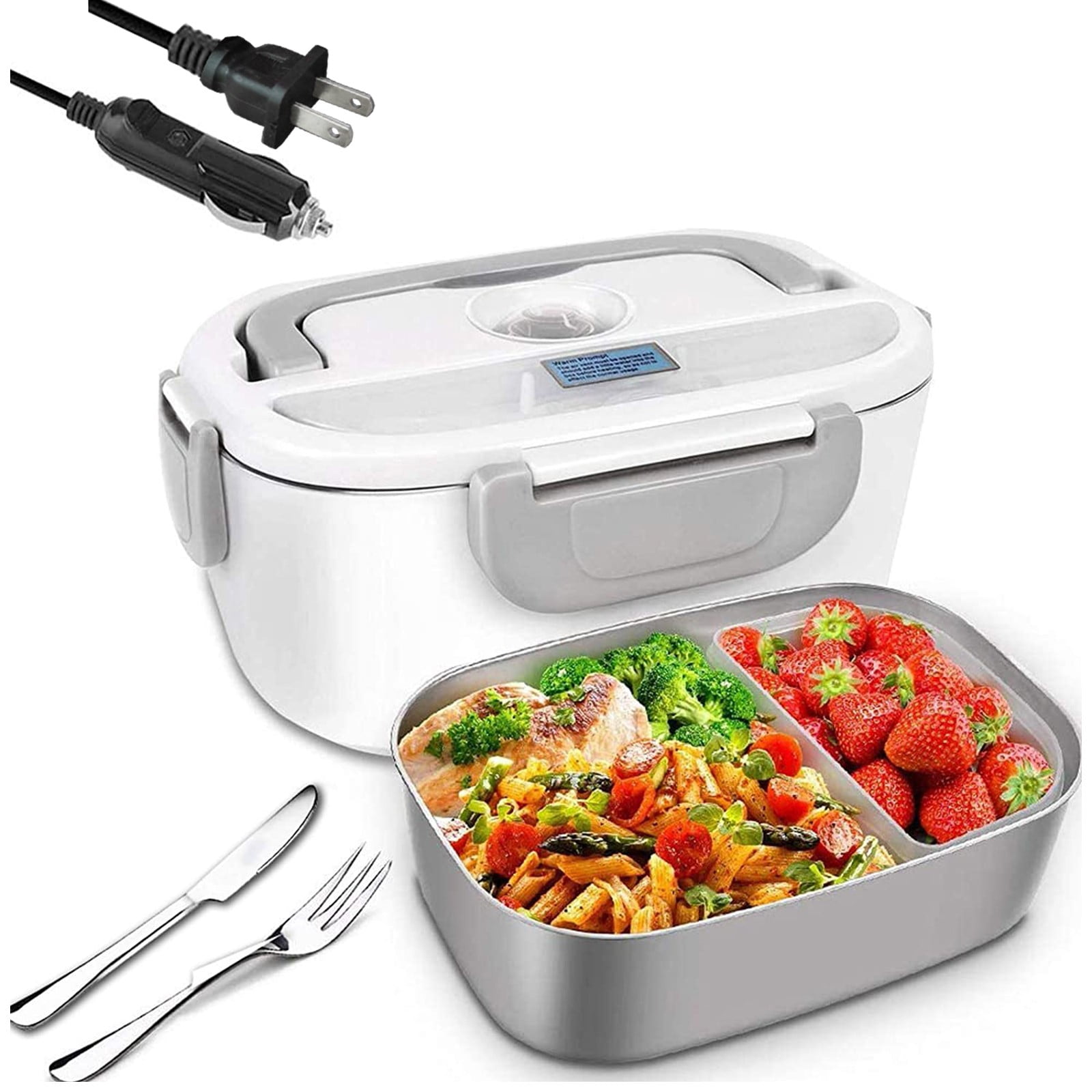 vankin 3-in-1 Electric Lunch Box with Stainless Steel Construction, Portable for Car and Home Use with Dual Power Sockets