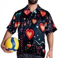 thumbnail image 4 of Valentine's Day Love ECG Men's Short Sleeve Shirts, Casual Hawaiian Print Button Down Summer Beach Top Unisex, 4 of 6