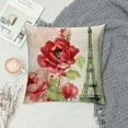 thumbnail image 2 of Nawypu  Vintage French Flower Throw Pillow Case Rustic Red Roses Paris Eiffel Tower Words Lettering Decorative Cushion Cover  Square Pillow Case Cushion Cover for Sofa (Floral D), 2 of 5