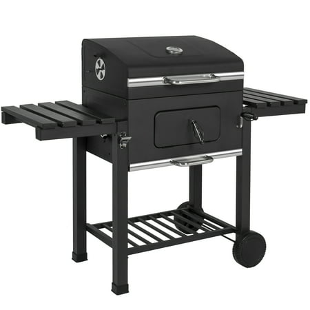 Best Choice Products Outdoor Backyard Premium Barbecue Charcoal BBQ Grill w/ 2 Wheels and Storage Shelves, (Best Hybrid Grills Under 500)