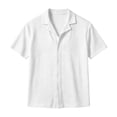thumbnail image 4 of Men's Knit Cuban Shirt Hollow Out Short Sleeve Button Down Shirts See Through Summer Beach Shirts White, 4 of 5