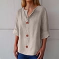 thumbnail image 2 of Lixiuxyad Womens Solid Color T Shirts Women's V Neck Button Down Shirt Casual Blouse For Daily Wear And Spring Summer Fall Tops Loose Fit Comfortable Button Up Shirt With Classic Design, 2 of 5