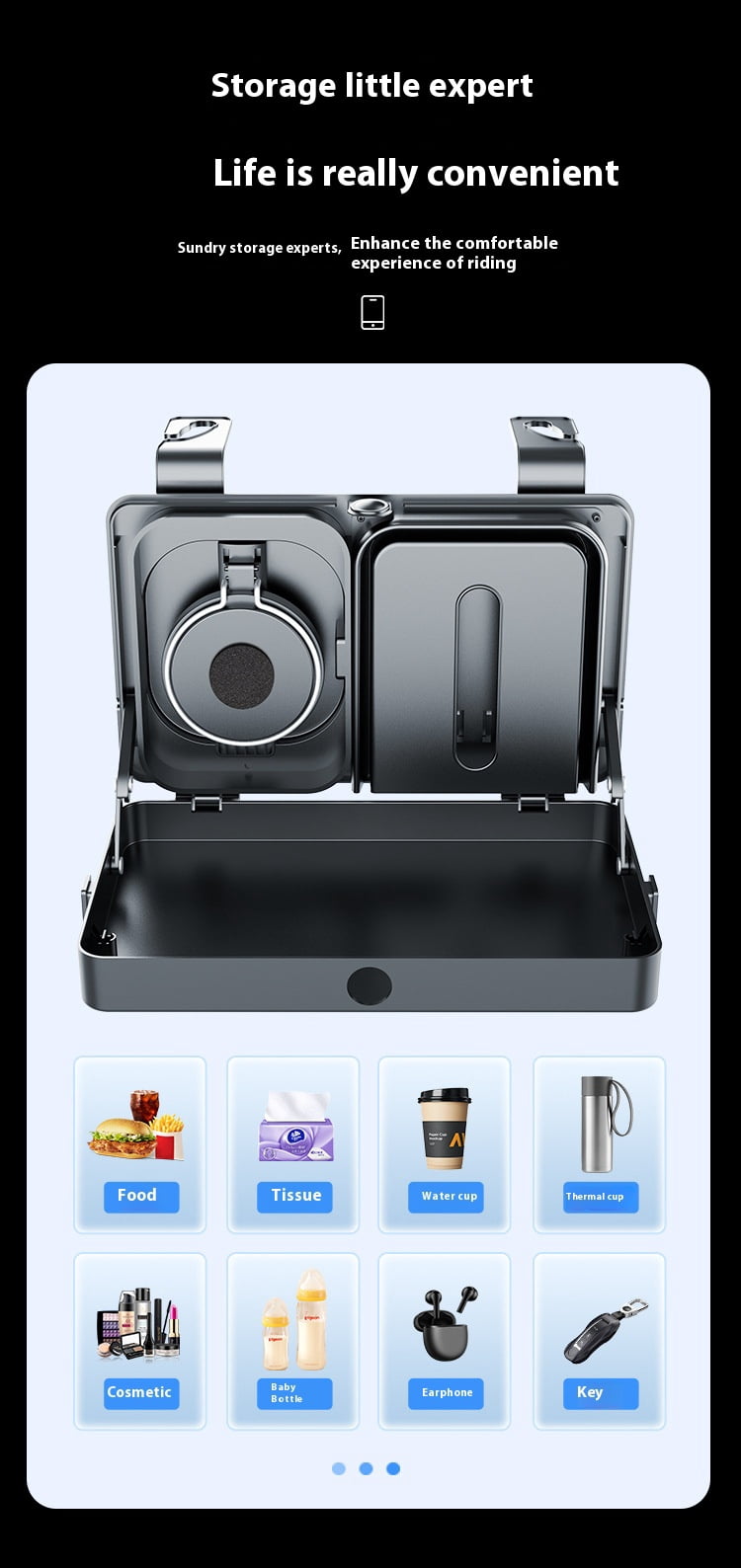 Car Seat Back Organizer with Cup Holders