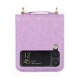 thumbnail image 5 of TECH CIRCLE for Samsung Galaxy Z Flip 3 Case,Synthetic Leather Hard  Bumper Ultra-Thin Shockproof Cover with Long Shoulder Strap for Samsung Galaxy Z Flip 3 5G 2021, Purple, 5 of 7