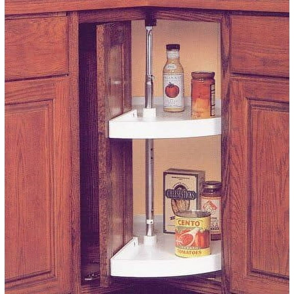 KV Lazy Susan Pie Cut Door Mounted 2 Polymer Shelves 24" (Set) White