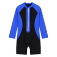 thumbnail image 3 of CHICTRY Unisex Boys Girls Upf 50+ Athletic Swimsuits Solid Long Sleeve Zip Up One Piece Rashguard Wetsuits Royal Blue 10, 3 of 5