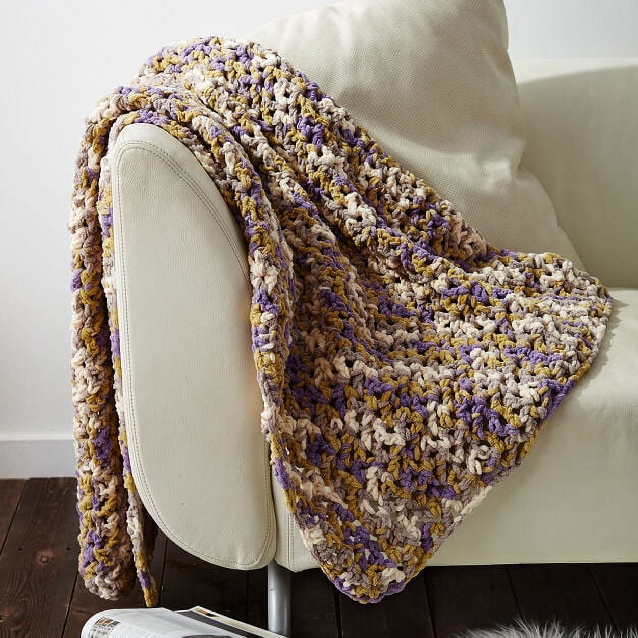 (2 pack) Bernat® Blanket™ #6 Super Bulky Polyester Yarn, Lilac Bush 10.5oz/300g, 220 Yards (4 Pack)