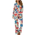 thumbnail image 2 of REORIAFEE Pajamas Sets for Women 2pc Long Sleeve Valentine's Day Heart Graphic Lapel with Buttons Pockets Pjs Sets Shirt and Pants 2 Piece Loungewear Comfy Suits Multicolor L, 2 of 7
