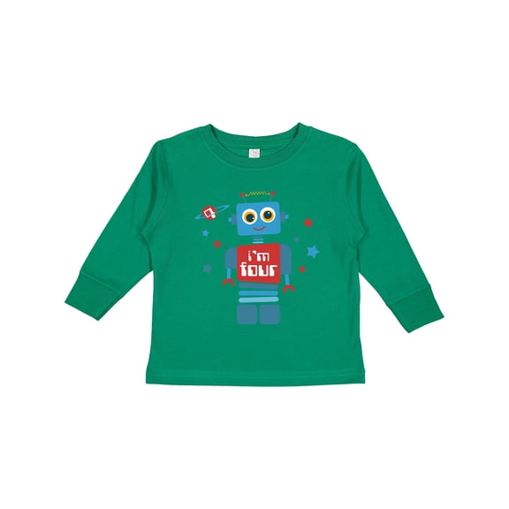 Inktastic Robot 4th Birthday Boys Long Sleeve Toddler T-Shirt