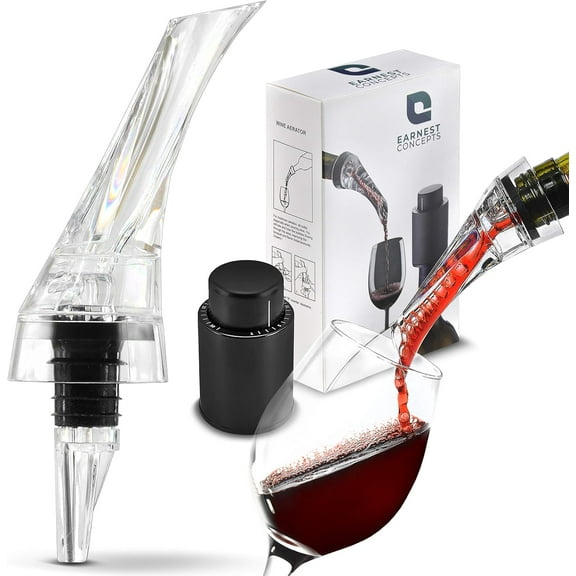 | Wine Aerator and Stopper Bundle | Decanter Spout for Red and White Wine | Wine Gift Set | Aerator Pourer Enhances Flavor and Vacuum Sealer Saves Bottle