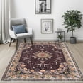thumbnail image 2 of SUSUZI 5.3' x 7.5' Boho Area Rug – Washable Low Pile (0.4") Non Slip Carpet for Living Room Bedroom Dining Room, Retro Floral Premium Polyester Rug, 2 of 6
