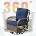 thumbnail image 5 of MeetLeisure 3-Piece Wicker Outdoor Rocking Chair Patio Conversation Set, Navy, 5 of 8