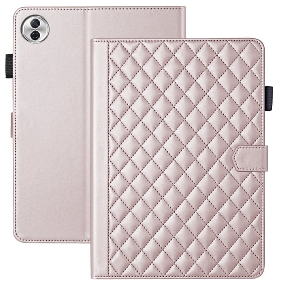 for Honor Pad 10/Honor Tablet 10 12.1 inch Case, Rhombus Pattern Multiple Viewing Angles Stand Slim Folio Cover (Rose Gold)
