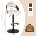 thumbnail image 2 of VECELO Swivel Bar Stools Set of 2, Adjustable Height PU Leather Armless Barstool with Back & Footrest for Bar Kitchen Dining Room, White, 2 of 10
