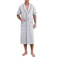 thumbnail image 4 of Men's Robe Belted Short Sleeve Bathrobe Lighteright Summer Soft Robe for Spa Sleep Bath Wear Gray 4XL, 4 of 9