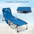 thumbnail image 3 of Gymax 2PCS Tanning Chair w/Face Arm Holes 4-Level Backrest & Head Pillow Side Pocket Blue, 3 of 10