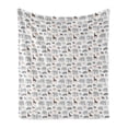 thumbnail image 1 of Animal Print Soft Flannel Fleece Throw Blanket, Geometric Fauna Zebra Camel Giraffe Bear Deer Childish Design, Cozy Plush for Indoor and Outdoor Use, 50" x 60", Multicolor, by Ambesonne, 1 of 5