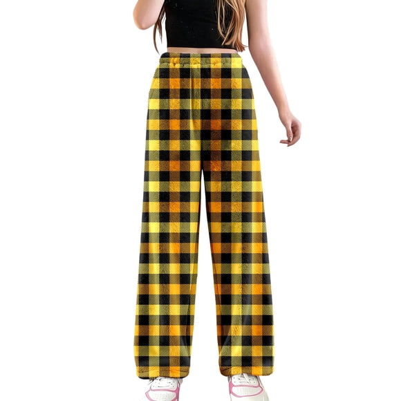 SGMVNU Womens Fleece Pajama Pants Fuzzy Fleece Flannel Loungewear Pants Comfy Warm Sleepwear Elastic Waist Winter Cozy Sleepwear Bottom(Yellow, S)