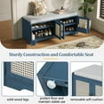 thumbnail image 5 of 2-Tier Storage Bench Cabinet, 47" Entryway Shoe Bench with Cushion, Wood Shoe Organizer with Adjustable Shelves, Rattan Doors, for Living Room,Hallway, 5 of 9