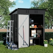 XWT016 Garden Metal Storage Shed - Gray & White 5x3x6ft