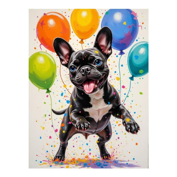 Diamond Art Kit for Adults, French Bulldog Joyful Celebration Diamond Painting for Adults Beginners, DIY Diamond Art Painting Kits, 5D Diamond Painting Crafts for Home Decor 12x16 Frameless