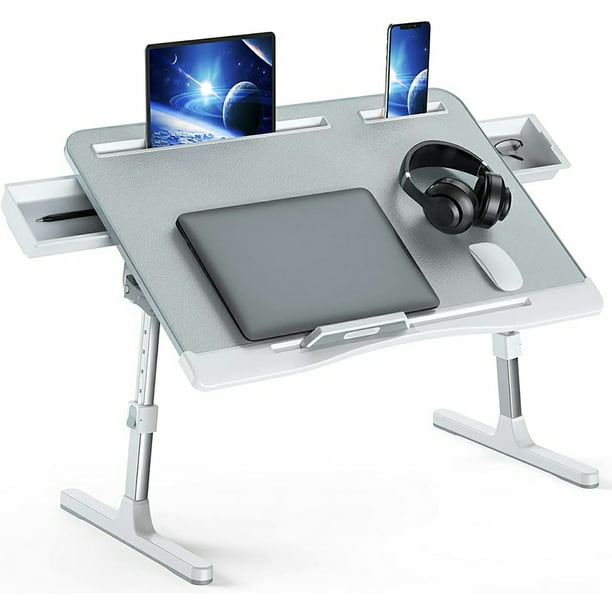 Foldable Laptop Bed Tray Desk, Adjustable Laptop Bed Table With Heights