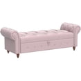 thumbnail image 5 of 63'' Storage Ottoman Bench, End of Bed Button Tufted Ottoman Bench, Rolled Armed Ottoman Couch Long Bench for Bedroom, Living Room, End of Bed, Hallway (Pink, Velvet), 5 of 16