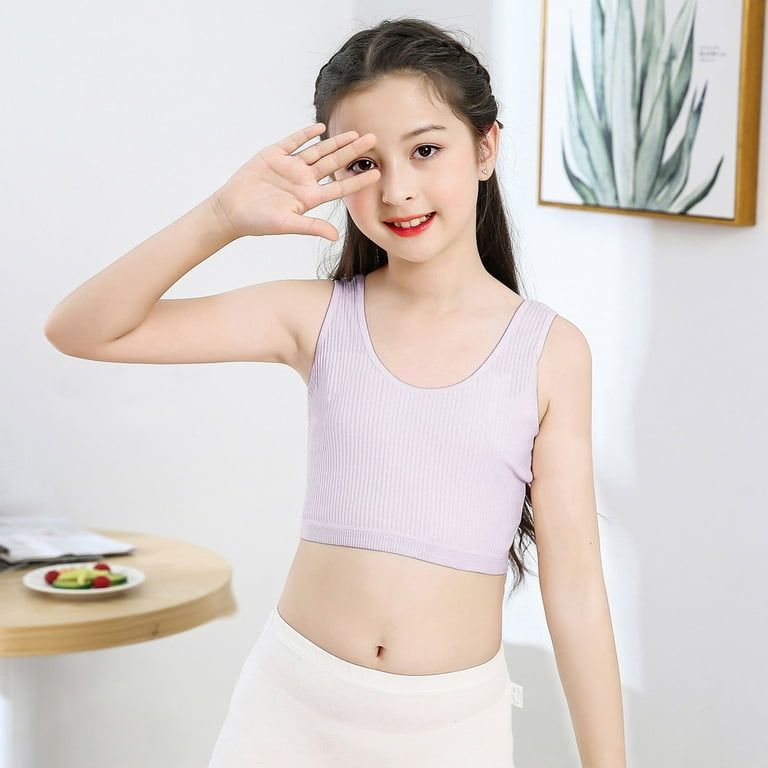 Aayomet Teen Girl Clothes Kids Girls Underwear Cotton Bra Vest Children  Underclothes Sport Undies Clothes,Purple 6-9 Years 
