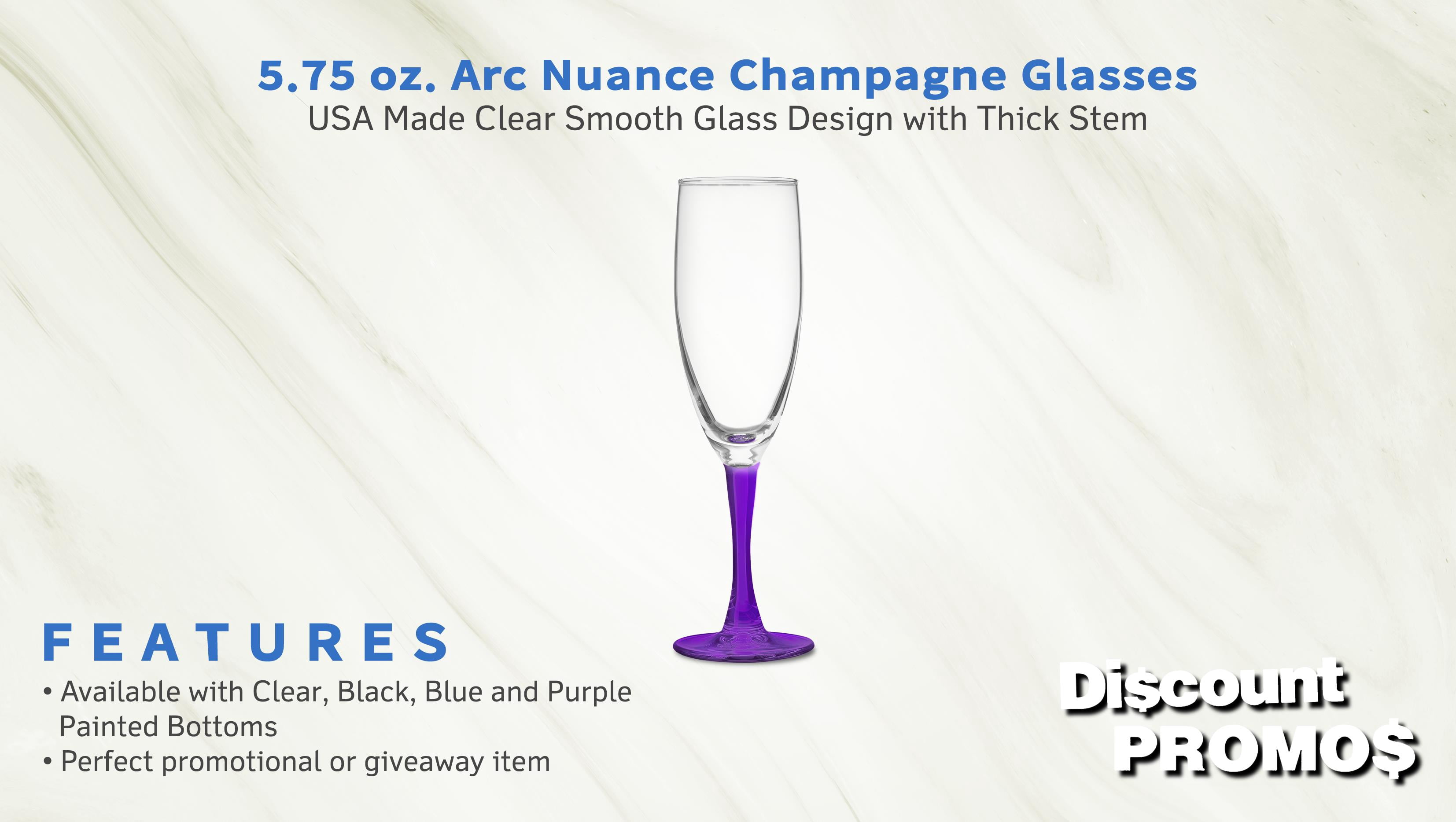 Nuance Champagne Flutes by ARC 5.75 oz. Set of 10, Bulk Pack - Perfect for Hotel, Bar, Restaurant or Lounge - Purple
