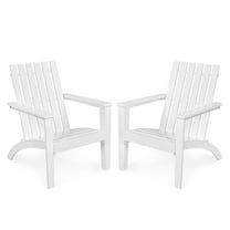 Patiojoy 2PCS Wooden Adirondack Chair W/Ergonomic Design Outdoor Lounge Armchair Acacia Wood chair for Yard&Patio White